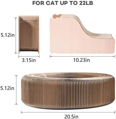 Collapsible Cat Scratcher Lounge Bed, Recycled Corrugated Cat Nest