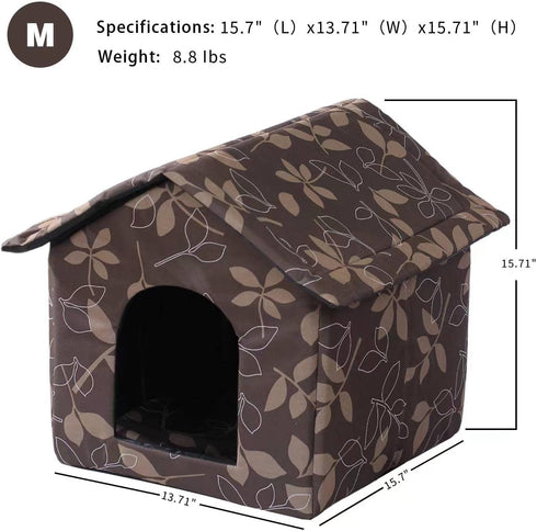 Outdoor Cat House for Feral Cats, Waterproof House for Dogs and Cats, Medium, Brown Support Rod