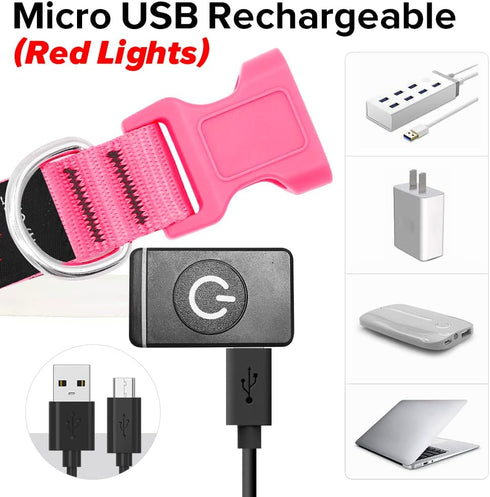 LED Dog Collar, USB Rechargeable Light Up Safety Collar, Adjustable Comfortable Soft Mesh for Small Medium Large Dogs
