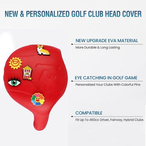 Golf Head Covers | EVA Plastic Golf Club Covers for Driver, Fairway Woods & Hybrid | Driver Headcover with Pins