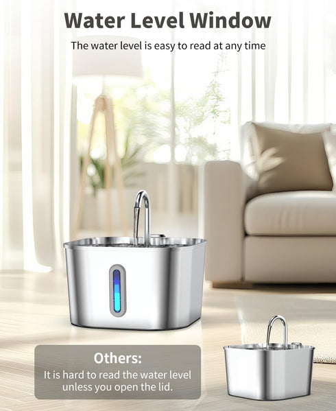 Lawfery 74oz/2.2L 4 4 Cat Water Fountain Stainless Steel, Automatic Cat Drinking Fountain with Filters & Sponges, Pet