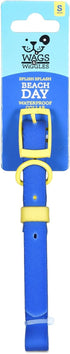 Wags & Wiggles Waterproof PVC Collar in Navy for Medium Dogs, Durable for Pool or Lake