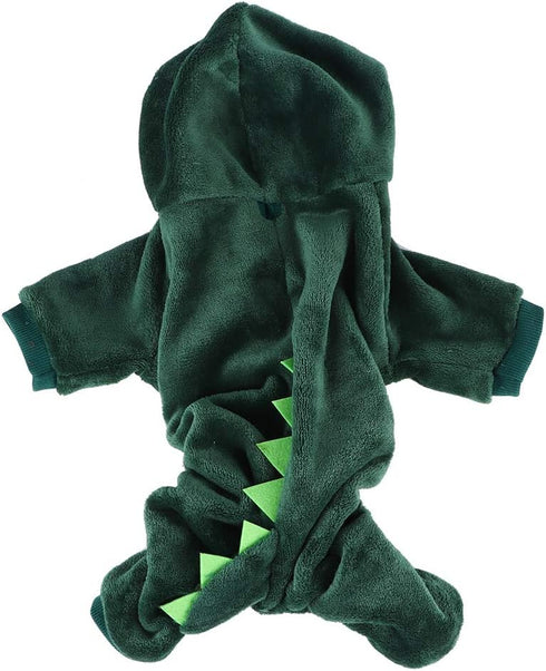 Adorable Dinosaur Dog Costume, Funny Puppy Halloween Apparel, Small Pet Outfit for Winter Dog Clothes