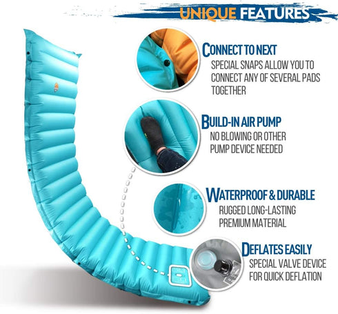 ZOOOBELIVES Extra Thickness Inflatable Sleeping Pad with Built-in Pump, Comfortable Camping Mattress for Backpacking