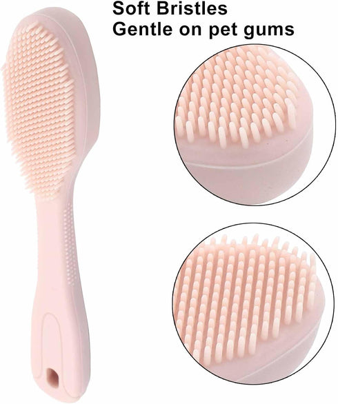 Coufce 3 Pack Dog Finger Toothbrush, Food Grade Silicone Finger Toothbrush Soft Bristles for Gentle Cleaning(Pink