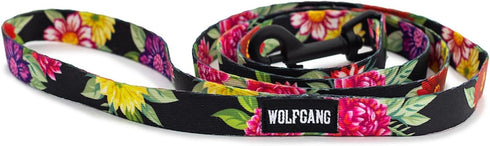 Wolfgang Premium Leash for Small Medium Large Dogs; Made in USA, Dark Floral Print, Small (5/8 Inch x 4 Feet)