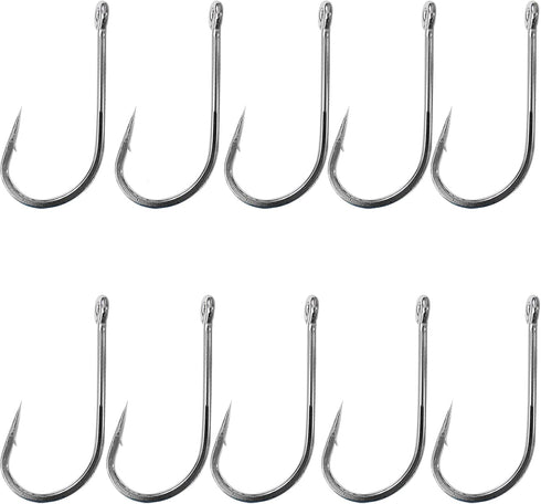 10pcs Fish WOW! 7691S Big Game Southern Tuna Stainless Steel Hook Size