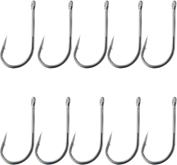 10pcs Fish WOW! 7691S Big Game Southern Tuna Stainless Steel Hook Size