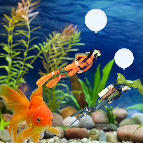 Fish Tank Diver Floating Ornament, Cute Cartoon Diver with Floating Device, Aquarium Landscape Decoration