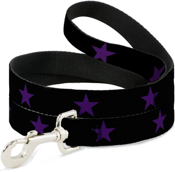 Buckle-Down Pet Leash - Star Black/Purple, 6 Feet Long, 1" Wide