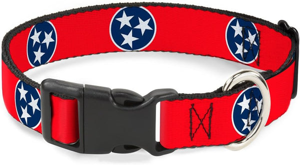 Buckle-Down Plastic Clip Collar, Tennessee Flag Stars Red/White/Blue, 1/2" Wide, Fits 6-9" Neck, Small
