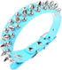 Dogs Kingdom Soft Leather Mushrooms Rivet and Spikes Studded Adjustable Buckle Pet Puppy Dog Collar, 10"-24" Length
