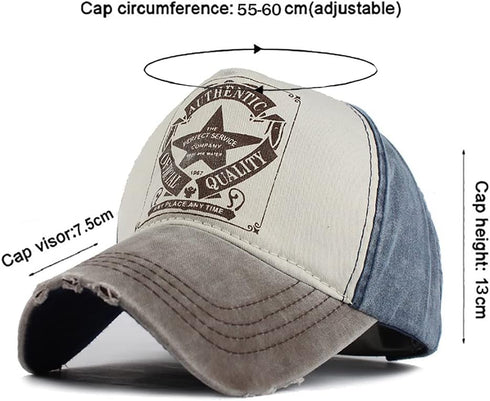 Vintage Baseball Cap Fashion Rivets Cross Letters Denim Cotton Frayed Edge Sunhat Adjustable Unisex