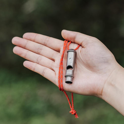 iBasingo Titanium Whistle - Emergency Survival Safety Gear, Loud Camping Signal Whistles with Lanyard (1 Pack)