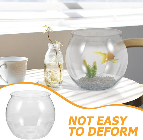 Small Glass Fish Bowl, Plastic Aquarium Goldfish Tank for Desktop Turtle Tank, Micro Landscape Decoration (16.5x16.5cm)