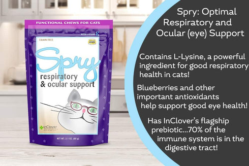 Spry Soft Chews for Cats, Daily Respiratory and Ocular Support with L-Lysine, 2.1 oz. (60 Count)