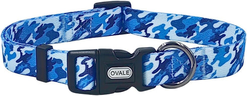 Ovale Dog Collar Leash Combo Set, Adjustable Collar and 5 ft Matching Leash, for Small Puppy Dogs.(XS, Blue Camouflage)