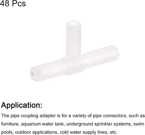 uxcell 48Pcs Aquarium Air Valve Connector, T-Shaped Plastic Inline Tubing 3/16"(4.9mm) OD for Fish Tank Pond
