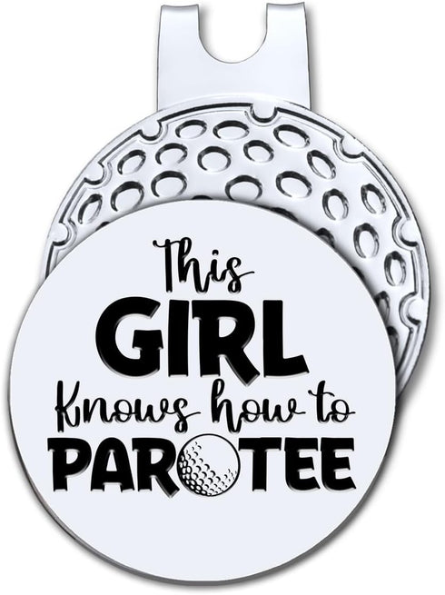 This Girl Knows How to Par Tee Golf Ball Marker with Magnetic Hat Clip, Funny Golf Accessories