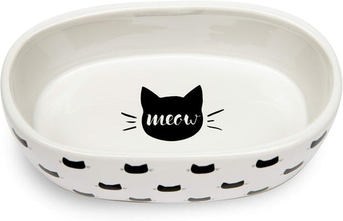 Park Life Designs 5.25" Oval Cat Dish, Monty (White)