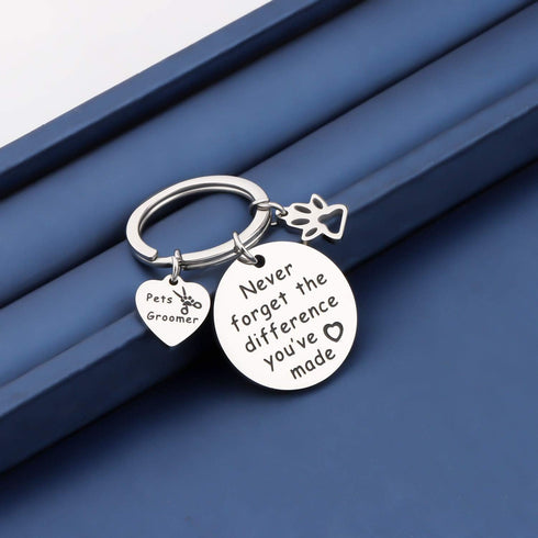 MYOSPARK Pet Groomer Keychain, Dog Salon Gift, Appreciation Jewelry for Pet Beauticians, Never Forget the Difference