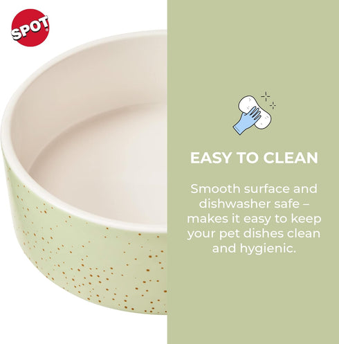 SPOT by Ethical Products - Heavy Ceramic High Gloss Dog Bowl, Durable Cat Bowl, Dishwasher Safe, 7" SPECKLED DOG DISH