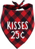 Dog Valentine's Day Scarf, Plaid Pet Bandana Triangle Bibs Kerchief