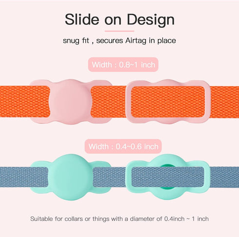 PuppyDoggy 2 Pack Airtag Holder for Collar, Waterproof Silicone Tracker Case, Anti-Lost & 1 Pack AirTag Keychain Holder