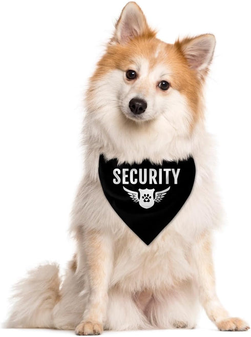 Security Dog Bandana, Black Pet Dog Scarf Accessories, Funny Cute Triangle Scarf for Small Medium Large Dogs