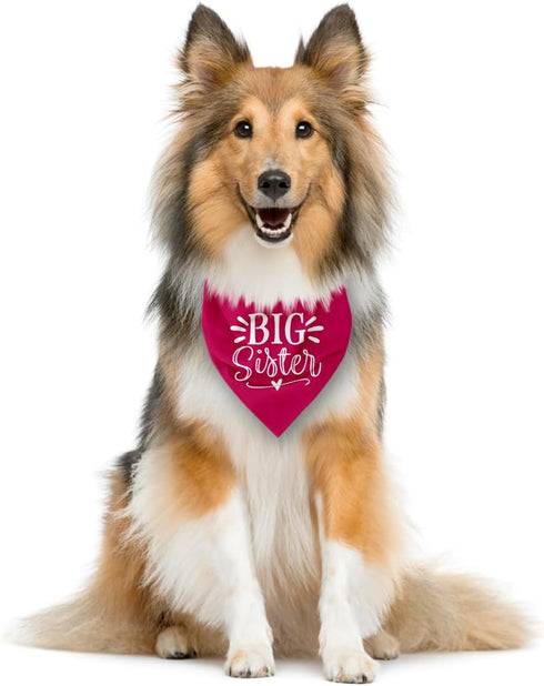 ZPPRJF Big Sister Dog Bandana, Dog Bandana, Deep Pink Pet Dog Scarf Accessories, Pet Dog Triangle Scarf, Dog Bandana