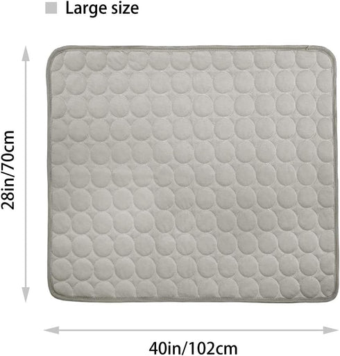 Washable Dog Cooling Mat, Ice Silk Self Cooling Pad Blanket for Indoor & Outdoor Car Seats, Light Grey (40x28 in)