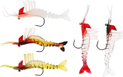 Toyvian 5pcs Luminous PVC Shrimp Lures Soft Bionic Fishing Baits and Colored