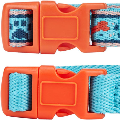 Blueberry Pet Pack of 2 Adjustable Dog Collar, Sky Blue with Detachable Orange Flower Accessory, Large