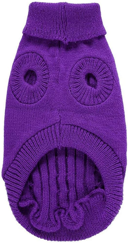 CHBORCHICEN Small Dog Sweaters, Knitted Pet Cat Warm Sweatshirt for Winter, Medium, Purple
