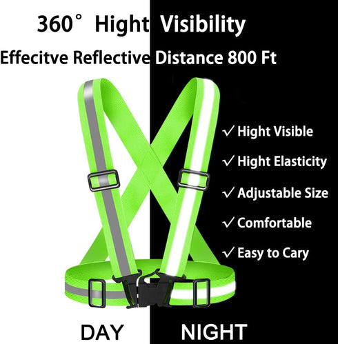 High Visibility Reflective Safety Vest, Adjustable Reflective Gear for Running, Walking, Jogging, Hiking, Night Cycling