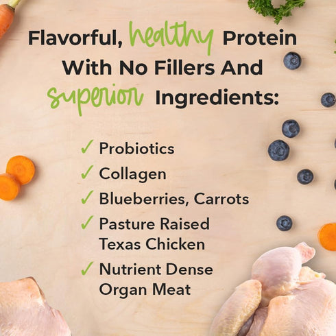 iHeartDogs Dog Food Topper - Freeze-Dried Raw Seasoning with Collagen Peptides, Grain Free (Chicken, 8 Ounce)
