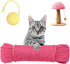 Multicolor Natural Hemp Rope for Cat Scratching Posts - 1/4" Replacement Rope for DIY Jute Twine, Includes Play Ball