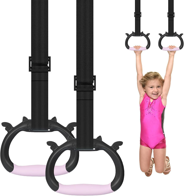 GDLPZM Gymnastics Rings, Children's Home Gym Equipment, Children's Adjustable Strap Strength Training Rings,