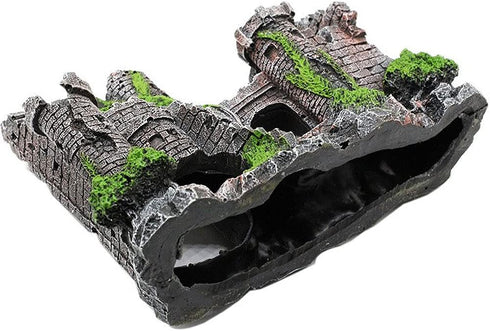 Ancient Castle Design Resin Aquarium Decoration, Stone Cave Hide House for Betta, Shrimp, Turtle