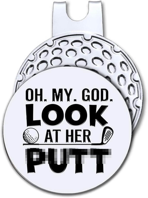 Hafhue Oh My God Look at Her Golf Ball Marker with Magnetic Hat Clip, Funny Golf Gifts for Men Women
