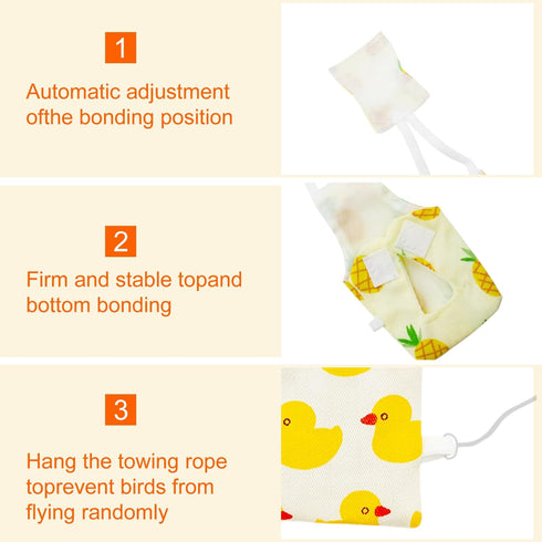 FAURAPMNG 6 Pcs Bird Diapers Parrot Nappy Flight Suit Reusable Cockatiel Clothes with Elastic Back Rope Waterproof