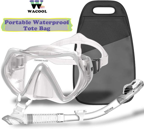 WACOOL Snorkeling Scuba Diving Package Set for Men Women, Anti-Fog Glass, Purge Valve, Anti-Splash Mouth Piece (Kids,