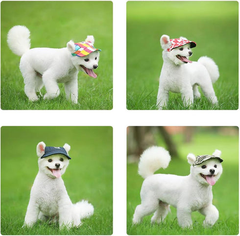 Leconpet Baseball Caps with Neck Strap - Adjustable Comfortable Ear Holes for Small Medium Large Dogs (S, Blue)