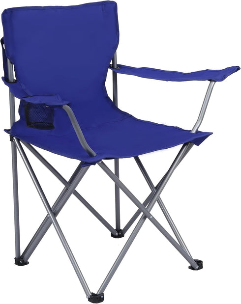 DUNMWAZ Quad Folding Camp Chair with Cup Holder (Royal Blue)