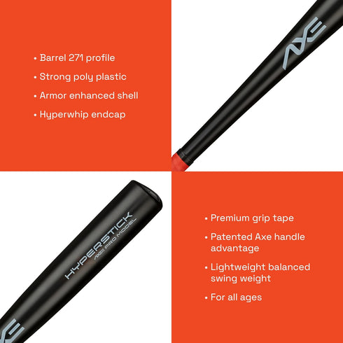 Set 33" Axe | Hyperstick | Premium Backyard Plastic Bat & Ball | | Kids, Youth, Teens, & Adults