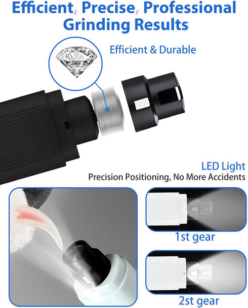 2 Trimmers 2 Dog Nail Grinder - Speed Super Quiet and Low Vibration Electric Pet Nail Grinder - Rechargeable Dog Nail