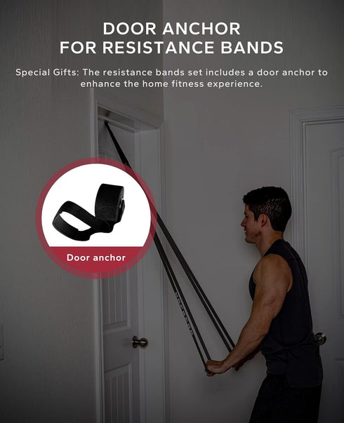 HAPBEAR Pull Up Assistance Bands, Set of 5 Resistance Bands for Powerlifting, Heavy Duty Exercise with Door Anchor