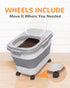 20-23Lbs Collapsible Dog Food Storage Container with Casters and Scoop, Travel Silicone Bowl - Keeps Dry Food Fresh