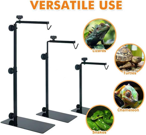 13-29 inch Bulbs. Adjustable Metal Reptile Lamp Stand Versatile Floor Light Holder for Terrarium Heat Lamps & Dome