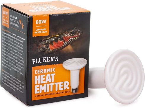 Fluker's Ceramic Heat Emitter, Natural Infrared Heating Bulb for Reptiles, 60 Watt